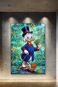 Obraz SCROOGE MCDUCK WALK LIKE A BOSS – Nowoczesny Pop Art Turkus do Gabinetu i Biura