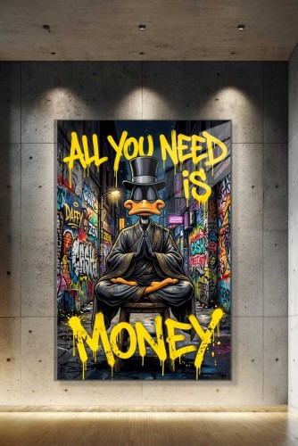 Obraz DAFFY DUCK ALL YOU NEED IS MONEY – Nowoczesny Pop Art Zen do Salonu i Biura