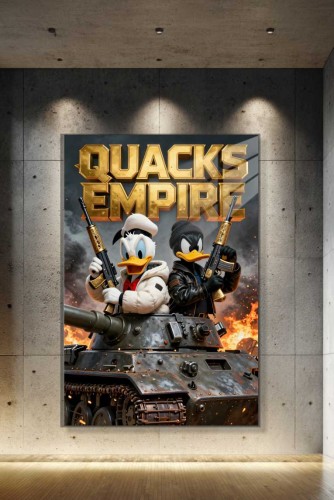Obraz QUACKS EMPIRE Kaczor Donald Daffy – Nowoczesny Pop Art Militarny do Pokoju i Biura