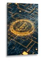 Obraz BITCOIN CRYPTOCURRENCY Circuit Board – Nowoczesny Cyberpunk Hi-Tech do Biura i Gabinetu