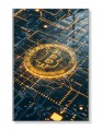 Obraz BITCOIN CRYPTOCURRENCY Circuit Board – Nowoczesny Cyberpunk Hi-Tech do Biura i Gabinetu