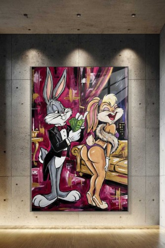 Obraz BUGS BUNNY LOLA Rich Lifestyle – Nowoczesny Pop Art Glamour do Sypialni i Salonu