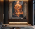 Obraz BITCOIN GENESIS CRYPTO APOCALYPSE – Nowoczesny Cyberpunk Ogień do Biura i Salonu