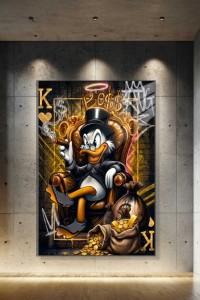 Obraz SCROOGE MCDUCK KING OF HEARTS – Nowoczesny Pop Art Złoto do Biura i Gabinetu