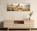 OBRAZ RELIGIJNY JEZUS DOBRY PASTERZ Z DZIEĆMI ŁĄKA OWIECZKI PANORAMICZNY CANVAS