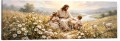OBRAZ RELIGIJNY JEZUS DOBRY PASTERZ Z DZIEĆMI ŁĄKA OWIECZKI PANORAMICZNY CANVAS