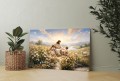  Obraz na płótnie CANVAS religijny Miłosierny Jezus z dziećmi na łące owce