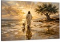  Obraz religijny Jezus z owieczką Dobry Pasterz nad morzem