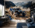 Fototapeta młodzieżowa jeep niebieski pojazd rajd górski akwarela