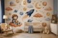 Fototapeta dla dziecka astronauta rakieta planety chmury układ słoneczny