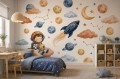 Fototapeta dla dziecka astronauta rakieta planety chmury układ słoneczny