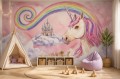 Fototapeta dla dziewczynki magiczna kraina zamek fantasy unicorn