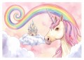 Fototapeta dla dziewczynki magiczna kraina zamek fantasy unicorn