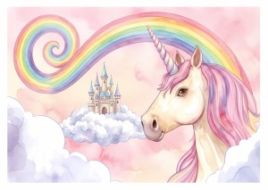 Fototapeta dla dziewczynki magiczna kraina zamek fantasy unicorn