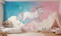 Fototapeta dla dziecka RAINBOW UNICORN pastelowe niebo JEDNOROŻEC