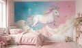 Fototapeta dla dziecka RAINBOW UNICORN pastelowe niebo JEDNOROŻEC