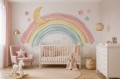 Fototapeta dla dziewczynki RAINBOW PASTEL tęcza chmurki