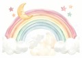 Fototapeta dla dziewczynki RAINBOW PASTEL tęcza chmurki