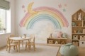 Fototapeta dla dziewczynki RAINBOW PASTEL tęcza chmurki