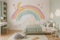 Fototapeta dla dziewczynki RAINBOW PASTEL tęcza chmurki
