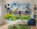 Fototapeta dla chłopca sport piłka nożna mecz stadion bramkarz strzał akwarela