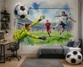 Fototapeta dla chłopca sport piłka nożna mecz stadion bramkarz strzał akwarela