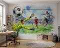 Fototapeta dla chłopca sport piłka nożna mecz stadion bramkarz strzał akwarela