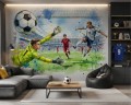 Fototapeta dla chłopca sport piłka nożna mecz stadion bramkarz strzał akwarela