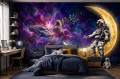 Fototapeta na wymiar kosmiczny surrealizm fioletowa galaktyka nuty muzyka retro