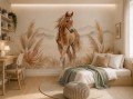 Fototapeta dla dziewczynki BOHO KOŃ RUMAK NATURA TRAWY