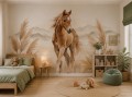Fototapeta dla dziewczynki BOHO KOŃ RUMAK NATURA TRAWY