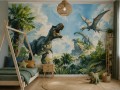 Fototapeta dla CHŁOPCA dinozaury t-rex pterodaktyl egzotyczna roślinność