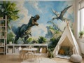 Fototapeta dla CHŁOPCA dinozaury t-rex pterodaktyl egzotyczna roślinność