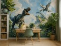 Fototapeta dla CHŁOPCA dinozaury t-rex pterodaktyl egzotyczna roślinność