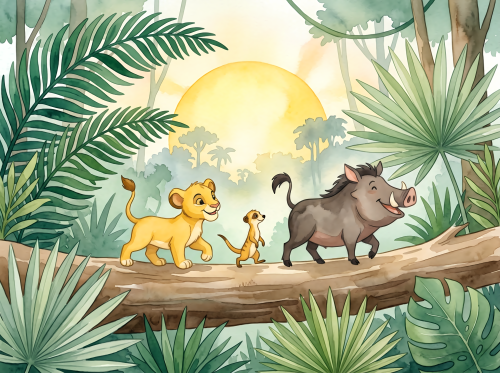 Fototapeta dla DZIECI Król Lew dżungla zwierzęta Pumba Simba DISNEY
