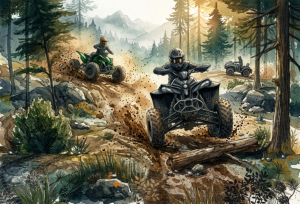 Fototapeta dla CHŁOPAKA QUAD ROAD motyw motoryzacyjny WYŚCIG W LESIE