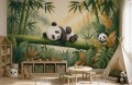 Fototapeta dla DZIECI urocza panda na drzewie bambus las tropikalny
