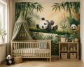 Fototapeta dla DZIECI urocza panda na drzewie bambus las tropikalny