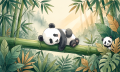Fototapeta dla DZIECI urocza panda na drzewie bambus las tropikalny