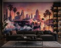 Fototapeta młodzieżowa AUTO MIAMI VIBES palmy zachód 
