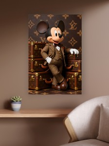 Obraz Myszka Miki – Mickey Suit Louis Vuitton Luxury Golden Trunk Premium