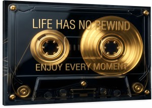 Obraz Kaseta Audio Gold – Life Has No Rewind Motywacja Retro Premium