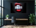 Obraz Usta z Dolarem Red Lips – No Money No Funny Biznes Sukces Premium