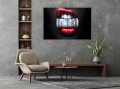 Obraz Usta z Dolarem Red Lips – No Money No Funny Biznes Sukces Premium