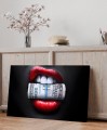 Obraz Usta z Dolarem Red Lips – No Money No Funny Biznes Sukces Premium