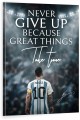 Obraz Lionel Messi Never Give Up – Motywacja Piłka Nożna Sport Premium
