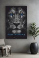 Obraz Lew Stay Hungry Blue Eyes – Biznes Motywacja Sukces Premium
