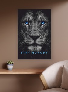 Obraz Lew Stay Hungry Blue Eyes – Biznes Motywacja Sukces Premium