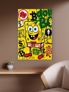 Obraz SpongeBob Dollar Bob – Bitcoin Ethereum Krypto Street Art Premium