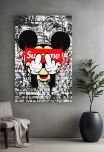 Obraz Myszka Miki Supreme Middle Finger – Street Art Graffiti Pop Art Premium